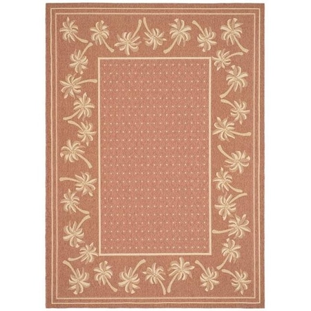 Safavieh 4 Ft. X 5 Ft. -7 In. Small Rectangle Indoor-Outdoor Courtyard- Rust And Sand- Machine Made Rug CY5148A-4